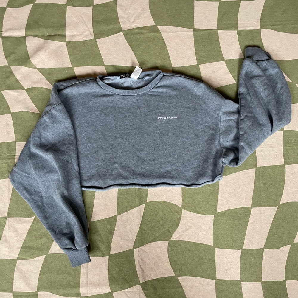 DIVIDED • H&M “GRATEFUL & HONEST”          CROPPED CREW NECK SWEATER